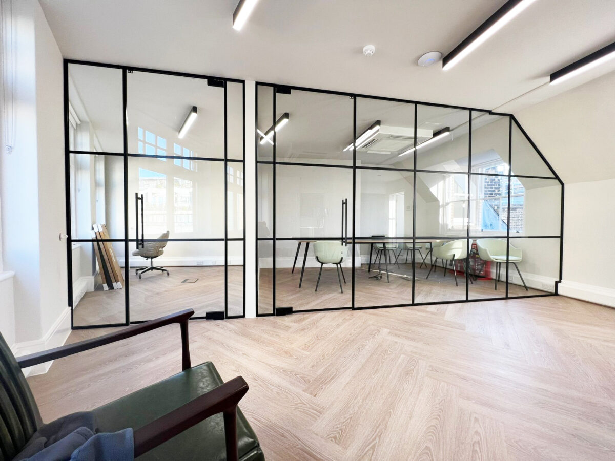 glass partitioning installation